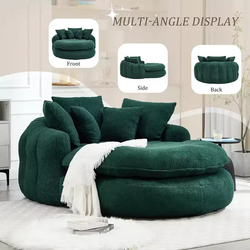 Okak Bean Bag Couch with 5 Pillows, Large Bean Bag Sofas for Adults/Kids, Giant Floor Chair with Wrap Around Back for Living Room