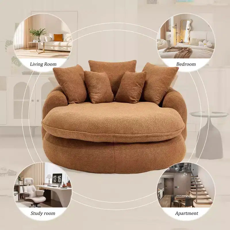 Okak Bean Bag Couch with 5 Pillows, Large Bean Bag Sofas for Adults/Kids, Giant Floor Chair with Wrap Around Back for Living Room