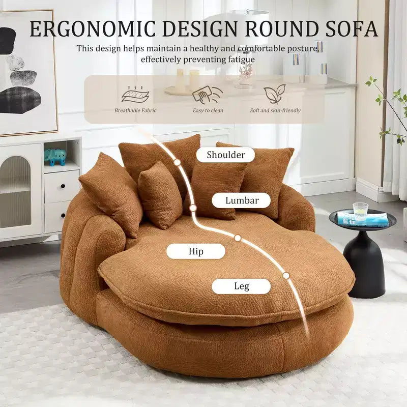 Okak Bean Bag Couch with 5 Pillows, Large Bean Bag Sofas for Adults/Kids, Giant Floor Chair with Wrap Around Back for Living Room