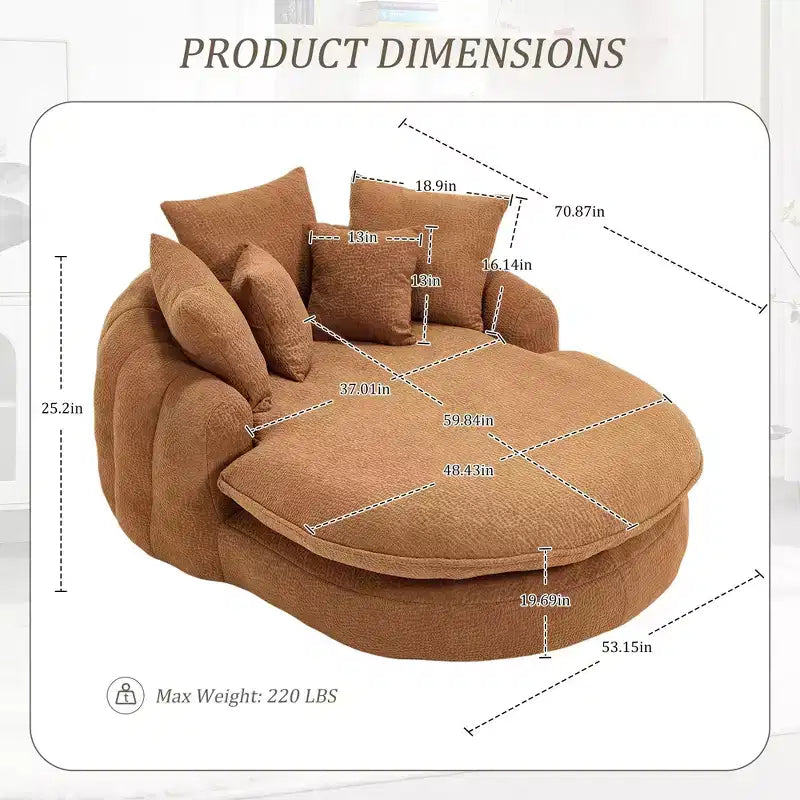 Okak Bean Bag Couch with 5 Pillows, Large Bean Bag Sofas for Adults/Kids, Giant Floor Chair with Wrap Around Back for Living Room