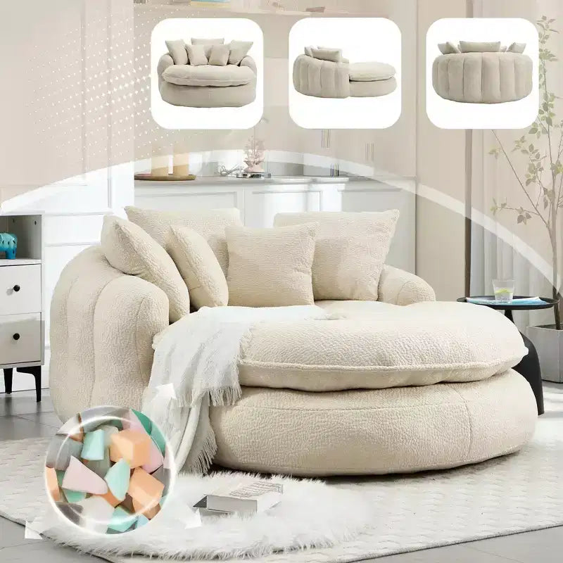 Okak Bean Bag Couch with 5 Pillows, Large Bean Bag Sofas for Adults/Kids, Giant Floor Chair with Wrap Around Back for Living Room