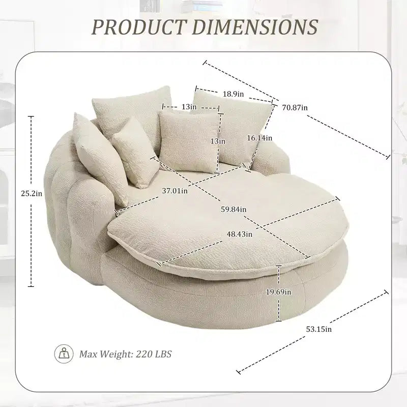 Okak Bean Bag Couch with 5 Pillows, Large Bean Bag Sofas for Adults/Kids, Giant Floor Chair with Wrap Around Back for Living Room
