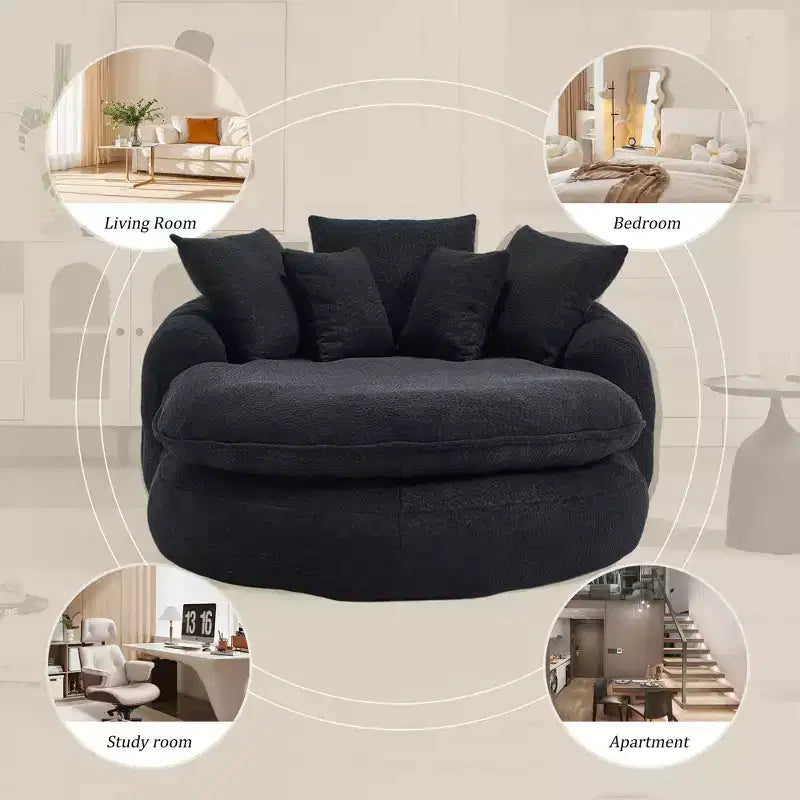 Okak Bean Bag Couch with 5 Pillows, Large Bean Bag Sofas for Adults/Kids, Giant Floor Chair with Wrap Around Back for Living Room