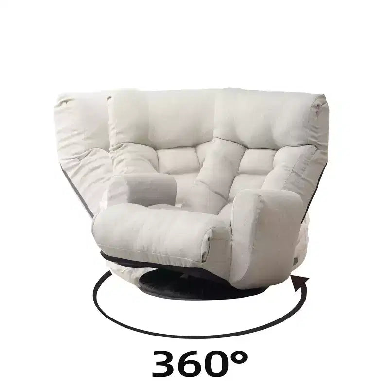Okak 360-Degree Rotatable Bean Bag Chair, Lazy Sofa Chair with Side Pocket, Floor Chair with Adjustable Head for Bedroom, Living Room, Cement Gray
