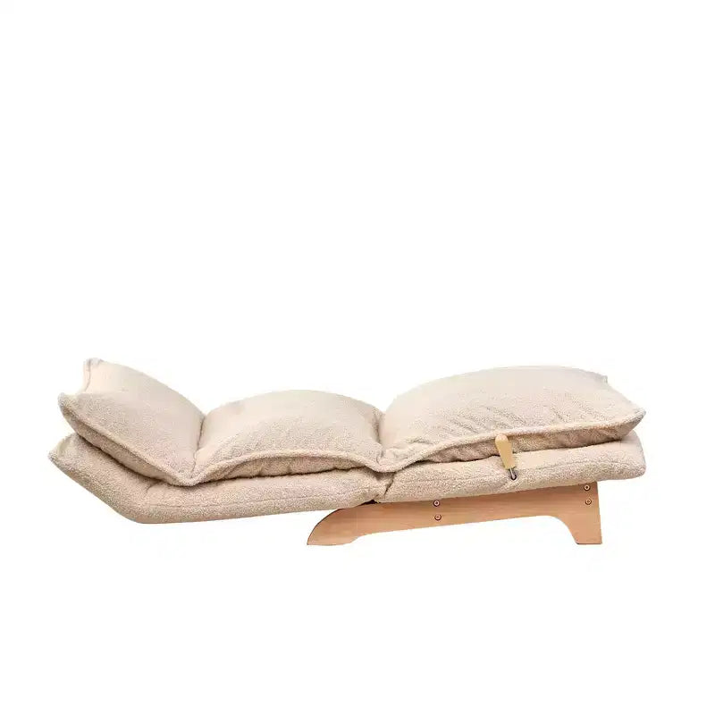 Okak Foldable Bean Bag Chair with Footstool, Comfy Sofa Chair with Adjustable Backrest&High-Density Sponge, Floor Chair for Balcony, Living Room,Beige