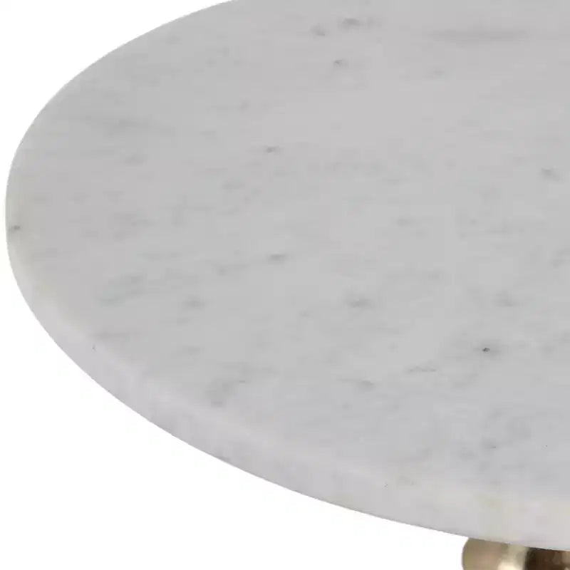 Glam End Table, Side Table, or Night Stand for Room Decor - Marble Top with Ribbed Base Design for Bedroom or Living Room Decor - 22 White & Gold