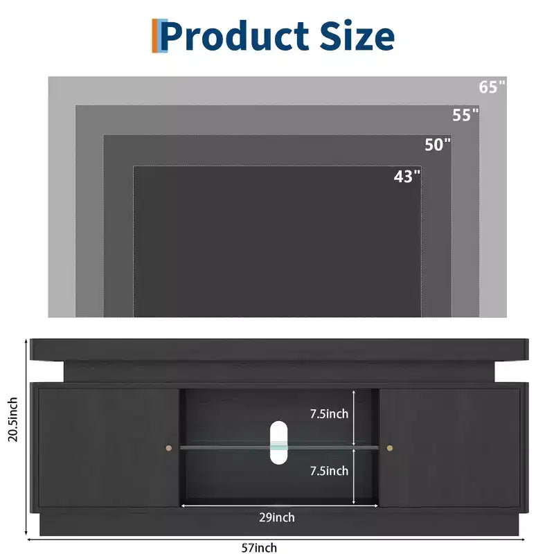 Modern TV Stand for TVs up to 65, 63'' Wooden Entertainment Center with Storage Cabinets, Media Console Table for Living Room Bedroom