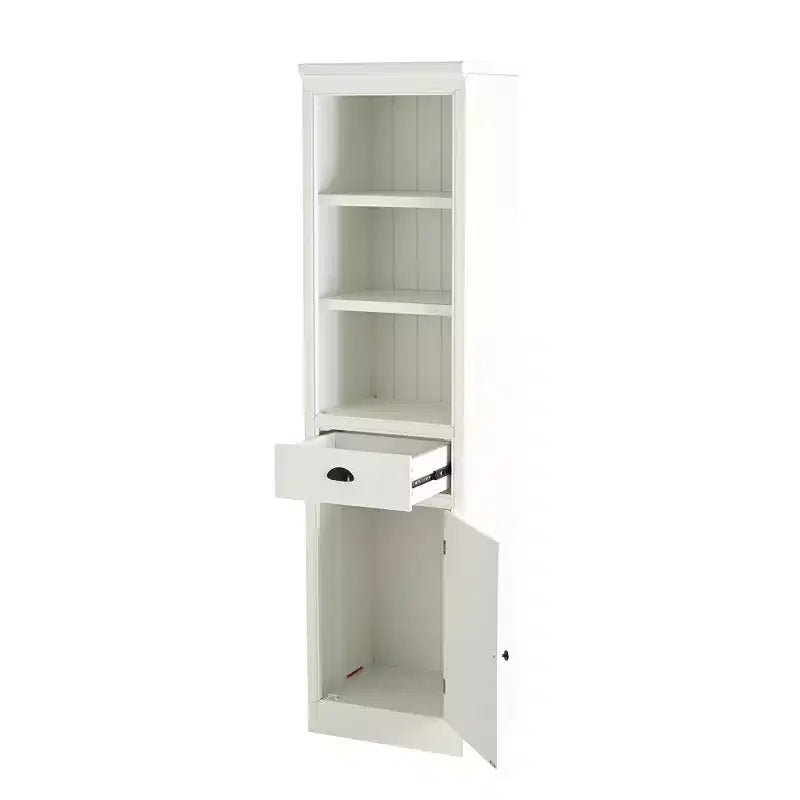 Small Size Wooden Kitchen Organizer Pantry, 75in Freestanding Display Bookshelf, Farmhouse Bookcase for Hallway Living Room Home Office, White