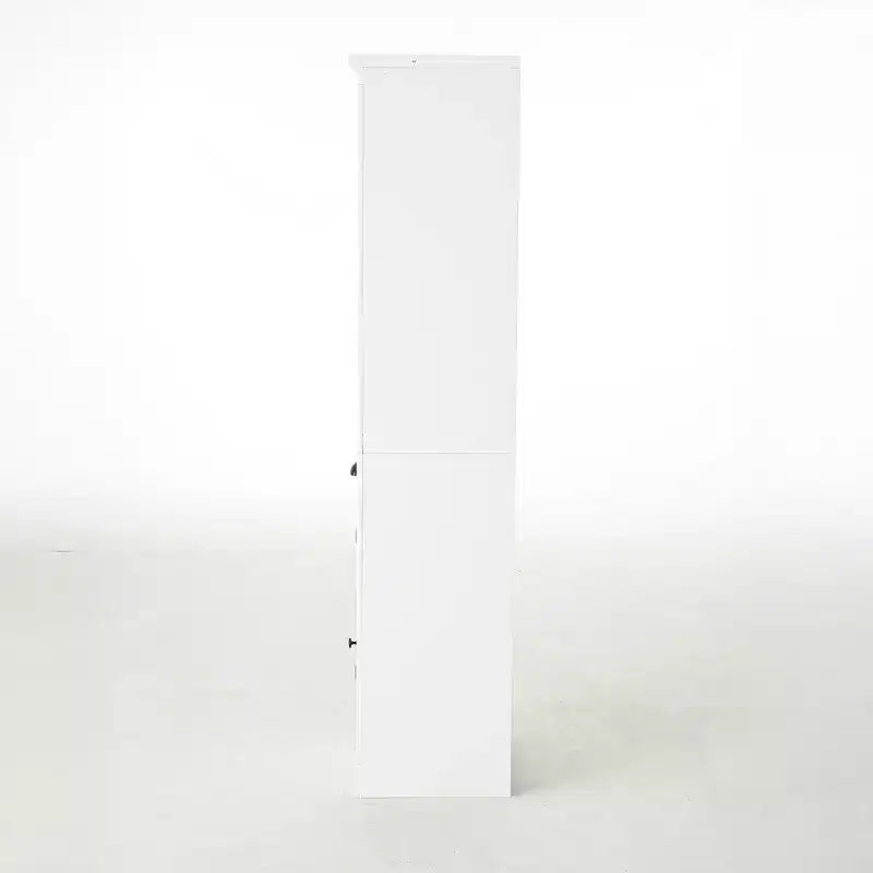 Small Size Wooden Kitchen Organizer Pantry, 75in Freestanding Display Bookshelf, Farmhouse Bookcase for Hallway Living Room Home Office, White