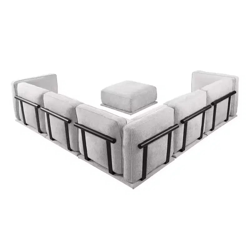 Oversized 6-Seater L-Shaped Modular Sectional Sofa with Ottoman, Wood & Metal Frame, Modern Velvet Corner Couch for Living Room - Panipeachy