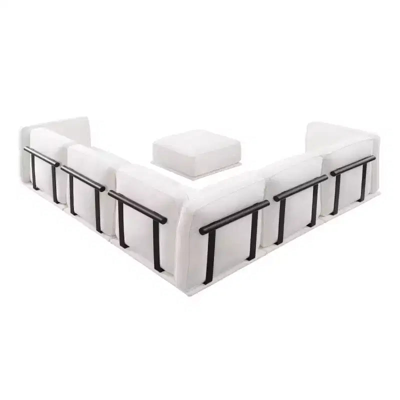 Oversized 6-Seater L-Shaped Modular Sectional Sofa with Ottoman, Wood & Metal Frame, Modern Velvet Corner Couch for Living Room - Panipeachy