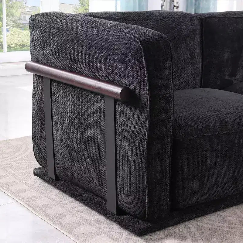 Oversized 6-Seater L-Shaped Modular Sectional Sofa with Ottoman, Wood & Metal Frame, Modern Velvet Corner Couch for Living Room - Panipeachy
