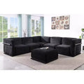 Oversized 6-Seater L-Shaped Modular Sectional Sofa with Ottoman, Wood & Metal Frame, Modern Velvet Corner Couch for Living Room - Panipeachy