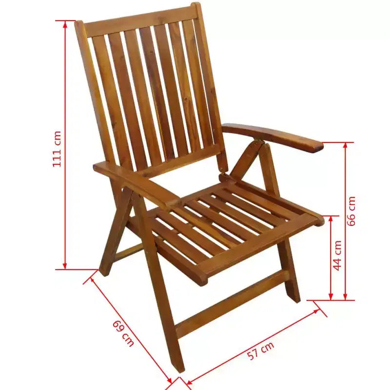 vidaXL Outdoor Dining Set Brown Solid Acacia Wood Medium Foldable