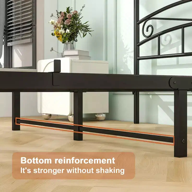 Bellemave Durable Metal Canopy Bed Frame with Stable Structure and Quiet Support, Black