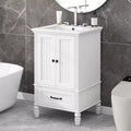 20 Small Bathroom Vanity Sink Combo with Storage , Wood Bathroom Floor Cabinet with Drawers and Doors, White