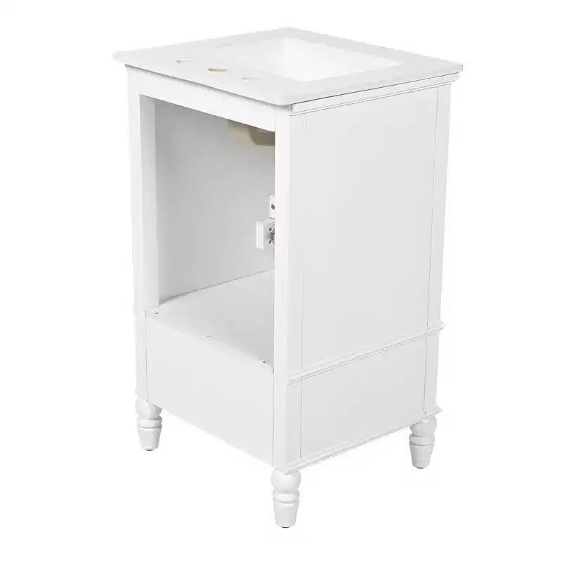 20 Small Bathroom Vanity Sink Combo with Storage , Wood Bathroom Floor Cabinet with Drawers and Doors, White