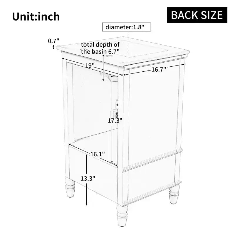 20 Small Bathroom Vanity Sink Combo with Storage , Wood Bathroom Floor Cabinet with Drawers and Doors, White