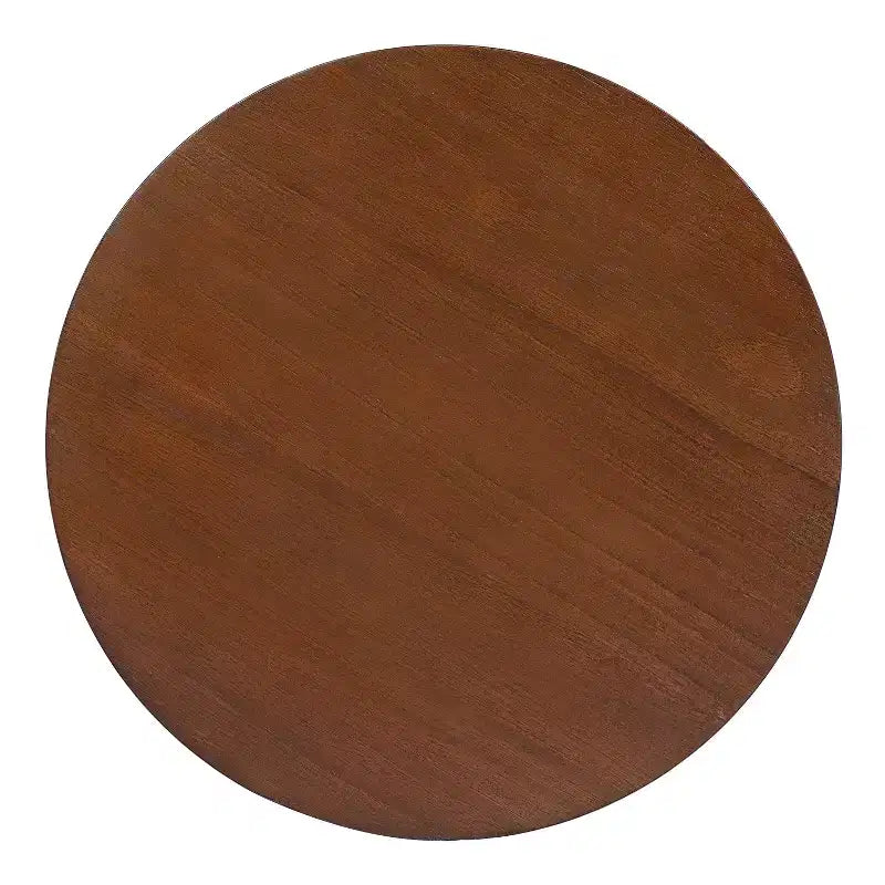 Round Rattan Side Table Rubber Solid Wood Accent Table, 15.7 End Table - ModernLuxe