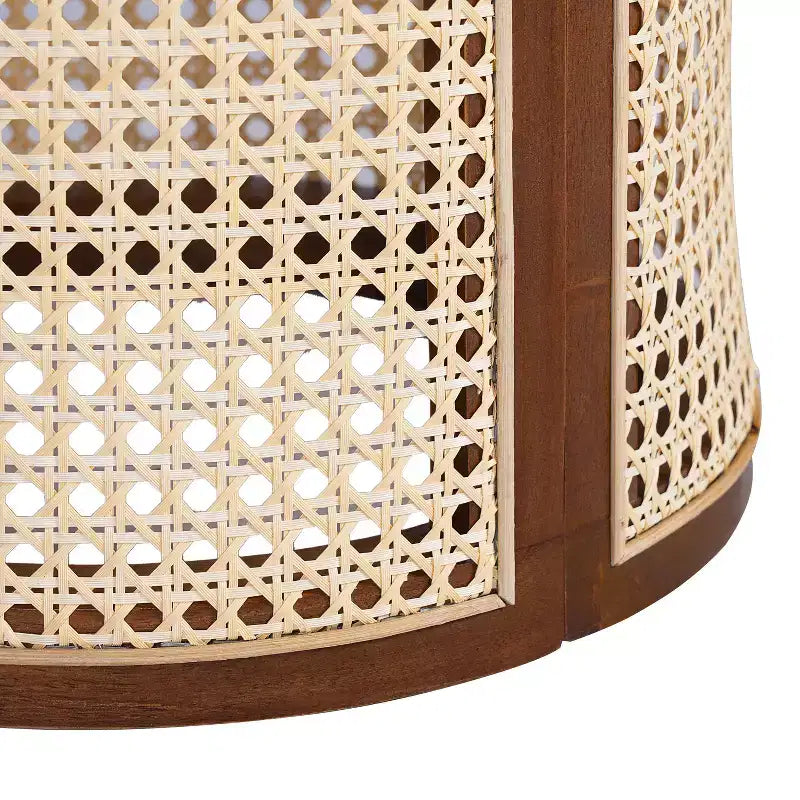 Round Rattan Side Table Rubber Solid Wood Accent Table, 15.7 End Table - ModernLuxe