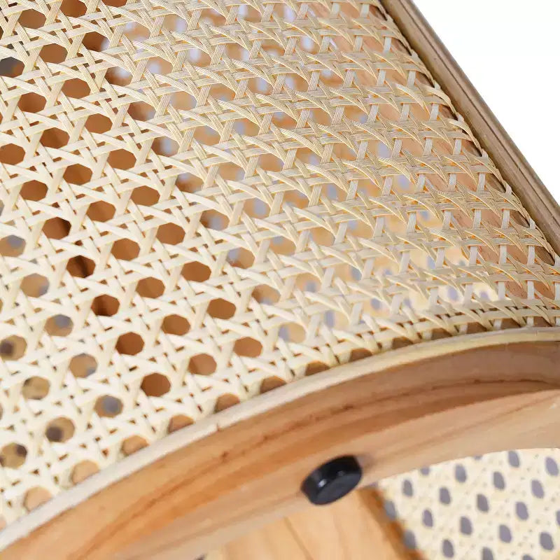Round Rattan Side Table Rubber Solid Wood Accent Table, 15.7 End Table - ModernLuxe