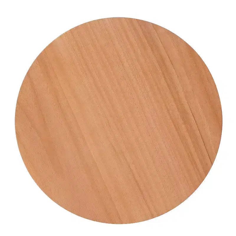 Round Rattan Side Table Rubber Solid Wood Accent Table, 15.7 End Table - ModernLuxe