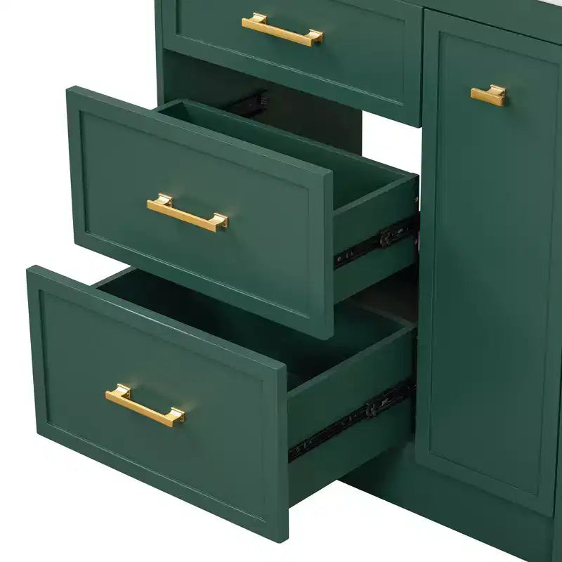 30 Small Bathroom Vanity Sink Combo with Storage , Bathroom Floor Cabinet with Drawers for Small Space, Green
