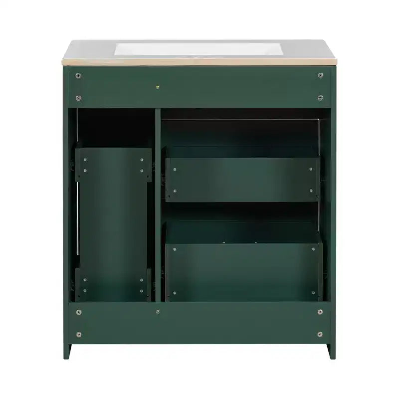 30 Small Bathroom Vanity Sink Combo with Storage , Bathroom Floor Cabinet with Drawers for Small Space, Green