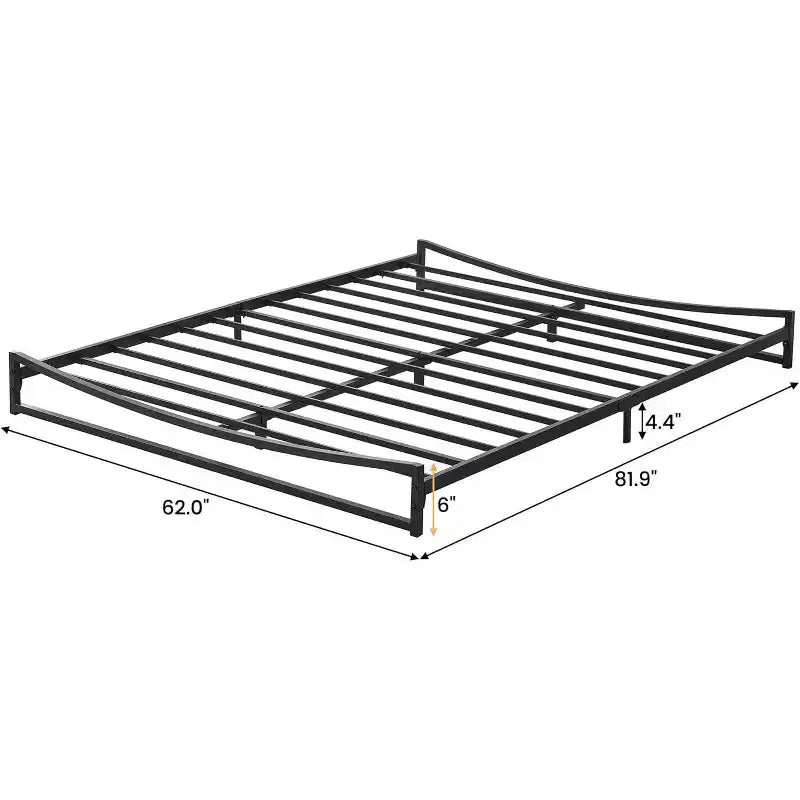 Metal platform, queen-size bed frame, springless, easy assembly with sturdy steel plate support