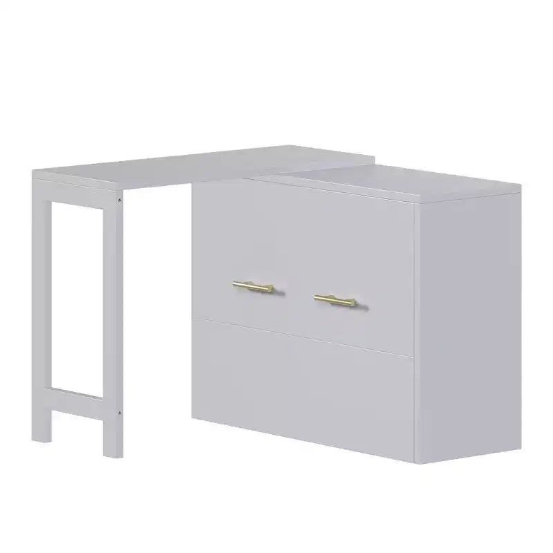 Whisen Twin Size Murphy Cabinet Bed Frame, Murphy Chest Dresser Bed with Adjustable Position Desk, Foldable Cushion