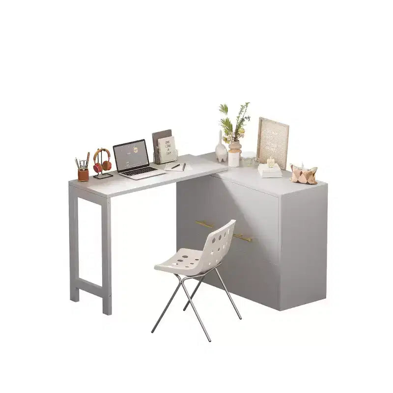 Whisen Twin Size Murphy Cabinet Bed Frame, Murphy Chest Dresser Bed with Adjustable Position Desk, Foldable Cushion