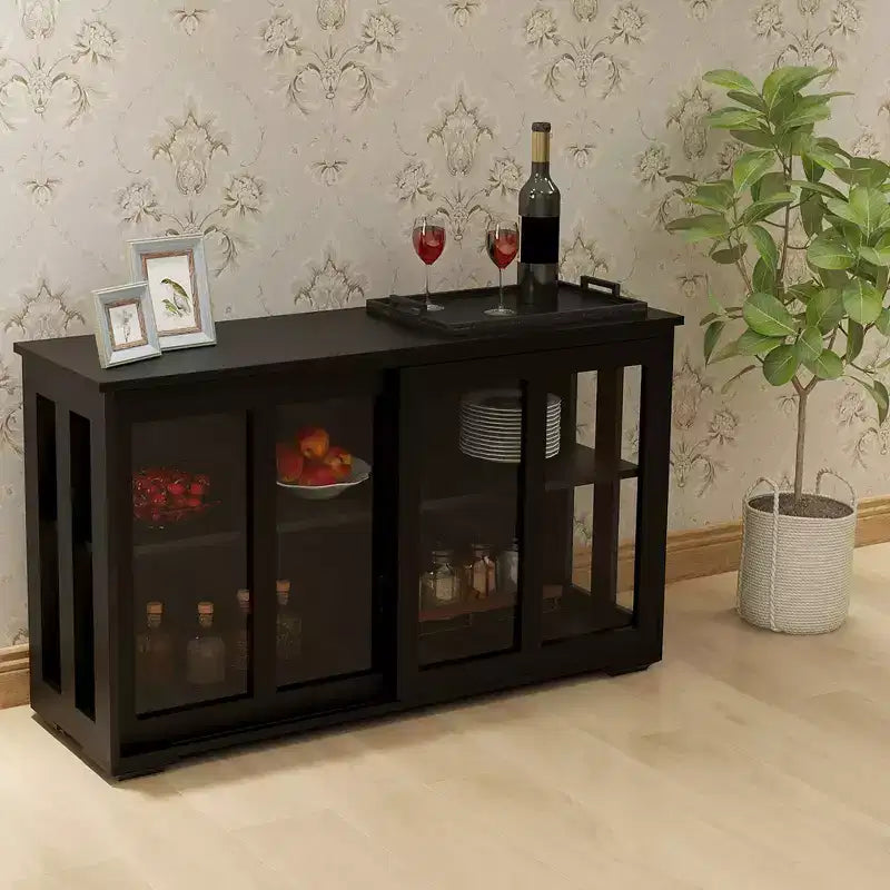 TUYOHW Kitchen Buffet Server Cabinet,Cupboard with Sliding Glass Doors,2-Tier Adjustable Shelf,Sideboard Cabinet for Kitchen,Dining Room,Living Room