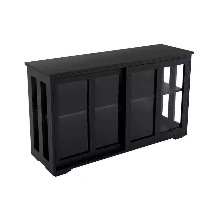 TUYOHW Kitchen Buffet Server Cabinet,Cupboard with Sliding Glass Doors,2-Tier Adjustable Shelf,Sideboard Cabinet for Kitchen,Dining Room,Living Room