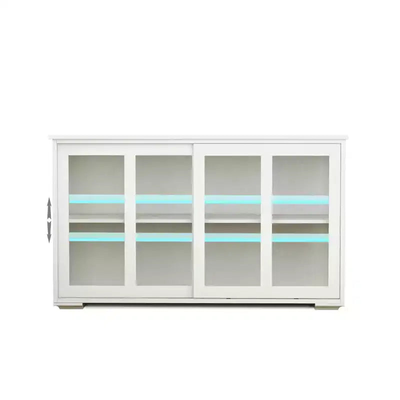 TUYOHW Kitchen Buffet Server Cabinet,Cupboard with Sliding Glass Doors,2-Tier Adjustable Shelf,Sideboard Cabinet for Kitchen,Dining Room,Living Room