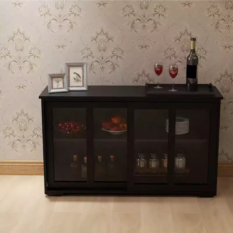 TUYOHW Kitchen Buffet Server Cabinet,Cupboard with Sliding Glass Doors,2-Tier Adjustable Shelf,Sideboard Cabinet for Kitchen,Dining Room,Living Room