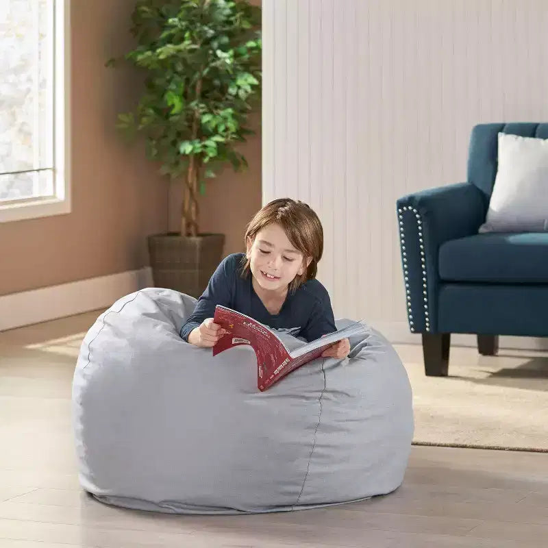TUYOHW Round Bean Bag Chair for Adults, High-Density Foam Floor Chair for Firm Support, Modern Lazy Sofa Chair for Living Room
