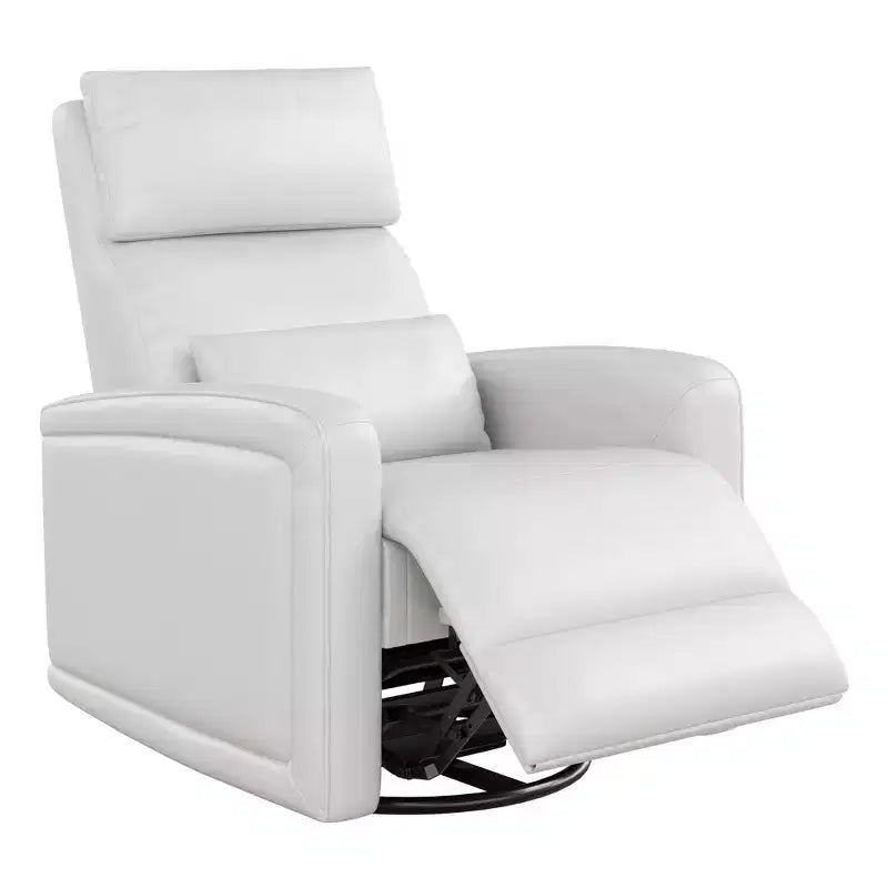 COZONY Manual Recliner Chair w/ Swivel and Rocker, Adjustable Backrest and Footrest, Faux Leather Armchair for Living Room