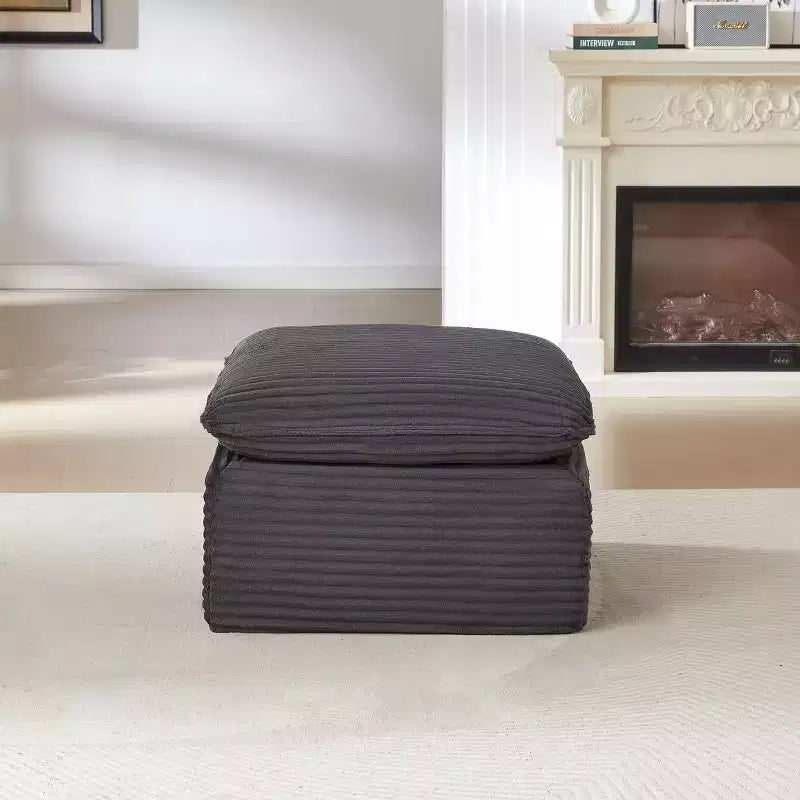 TUYOHW Modern Cloud-Like Modular Ottoman for Sectional Sofas,Plush Corduroy Fabric Footrest Ottoman with High Density Sponge Padding