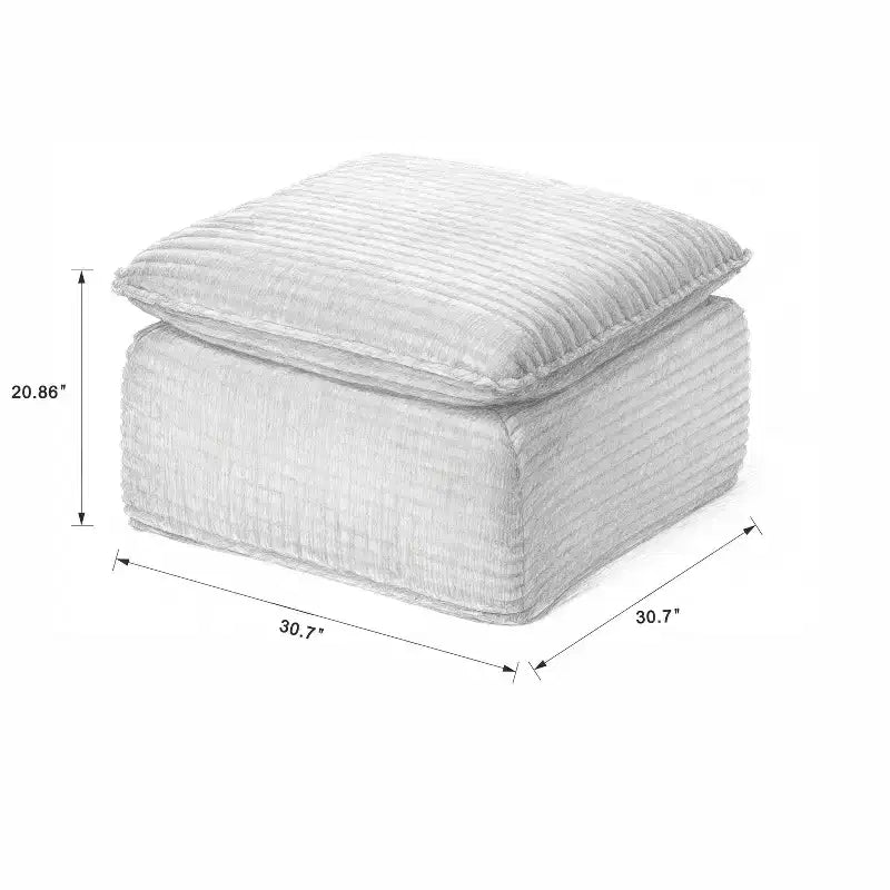TUYOHW Modern Cloud-Like Modular Ottoman for Sectional Sofas,Plush Corduroy Fabric Footrest Ottoman with High Density Sponge Padding