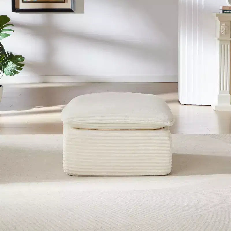TUYOHW Modern Cloud-Like Modular Ottoman for Sectional Sofas,Plush Corduroy Fabric Footrest Ottoman with High Density Sponge Padding