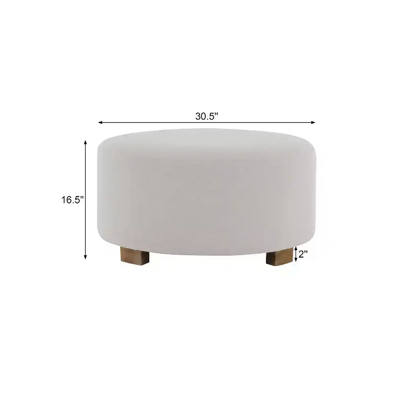 TUYOHW 30.5Dia Round Footstool Ottoman with Rubberwood Legs,Modern Minimalist Footrest Ottoman with Anti-Slip Pads,Home Decor