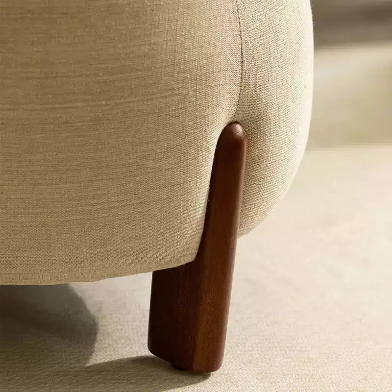 TUYOHW Handcrafted Ottoman with Mango Wood Base,Chic Round Footrest Ottoman for Bedroom & Living Room,Accent Footstool,Easy Maintenance