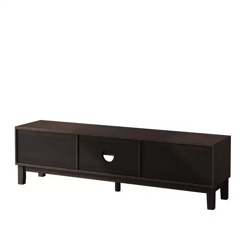 JVNOXK Modern Mid-Century Media Console with 4 Drawers,Cable Management, TV Console Table for TVs up to 75,for Living Room,Office(Dark Brown)