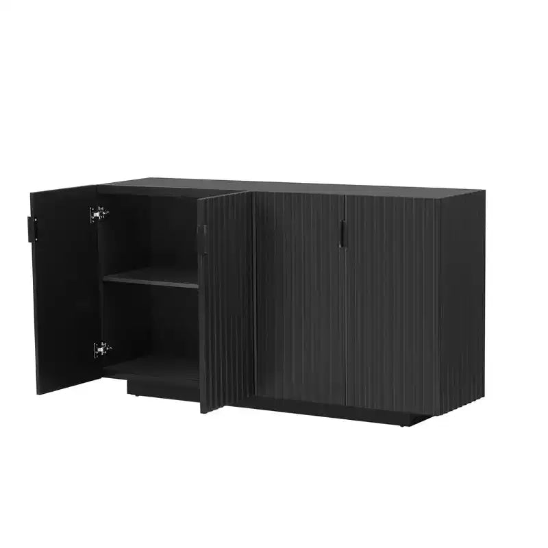 59.8'' Sideboard Cabinet with 4 Wavy Doors & Adjustable Shelves. Console Table for Entryway. Living Room. Dining Room. Kitchen
