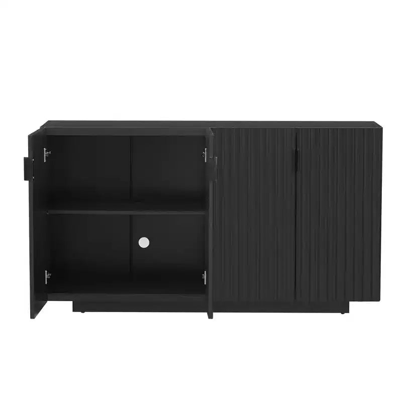 59.8'' Sideboard Cabinet with 4 Wavy Doors & Adjustable Shelves. Console Table for Entryway. Living Room. Dining Room. Kitchen