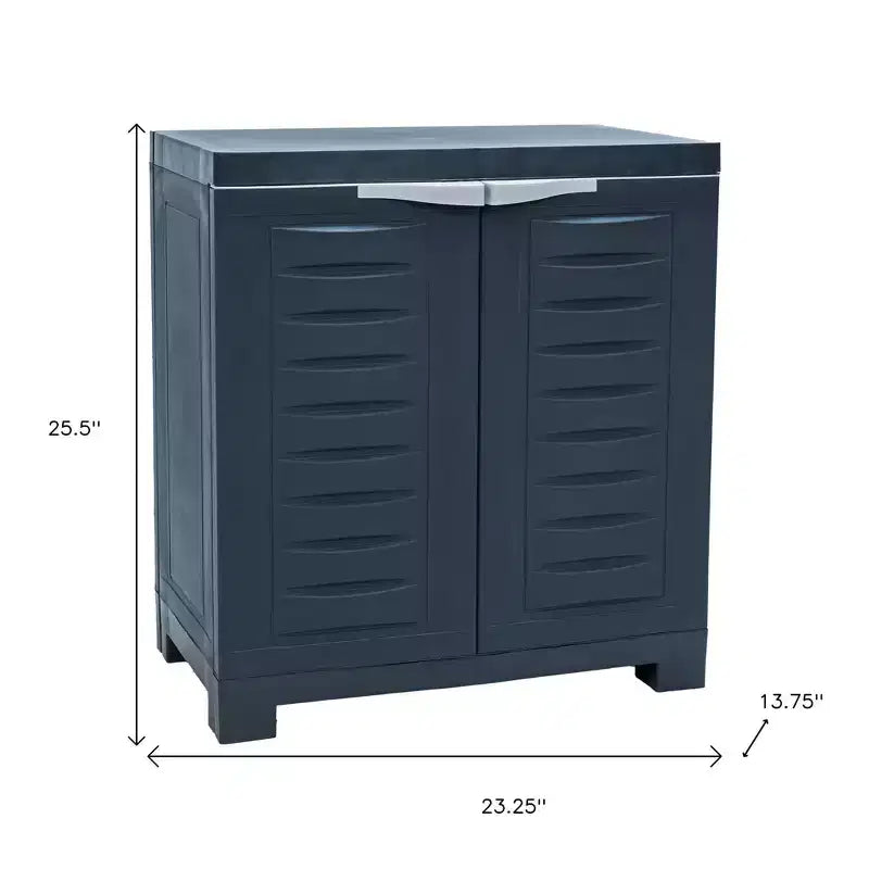 HomeRoots 26 Dark Gray Heavy Duty Plastic Two Door Utility Cabinet