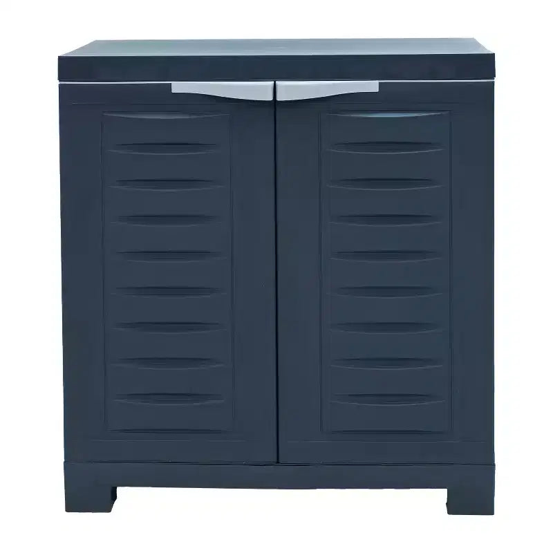 HomeRoots 26 Dark Gray Heavy Duty Plastic Two Door Utility Cabinet