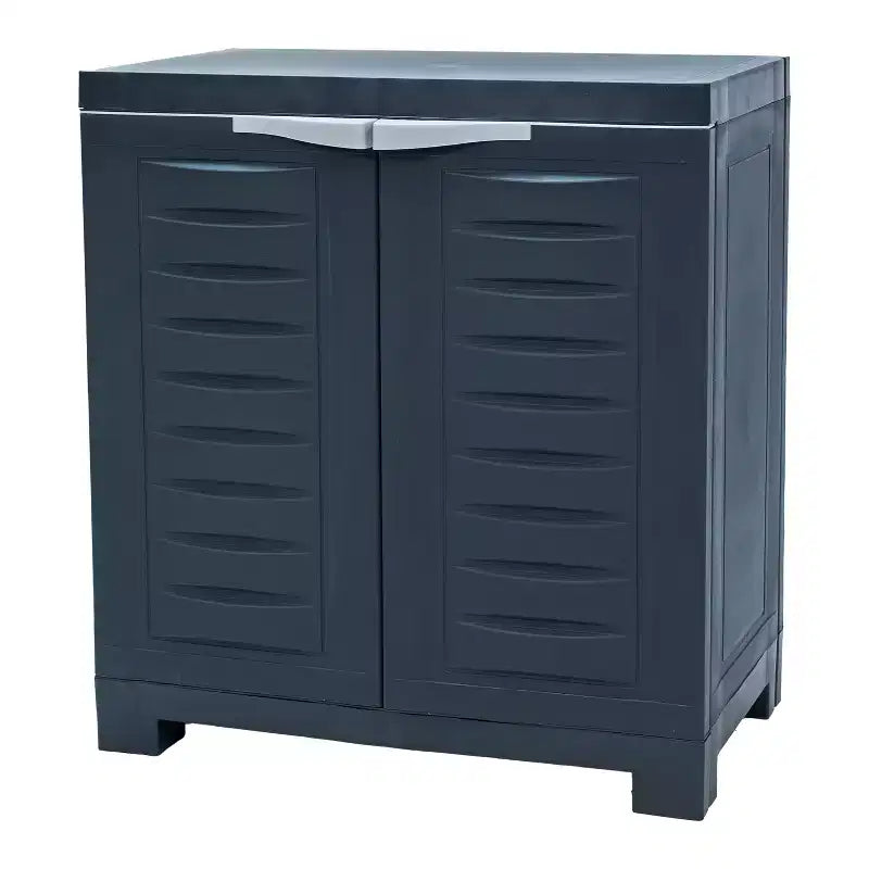 HomeRoots 26 Dark Gray Heavy Duty Plastic Two Door Utility Cabinet