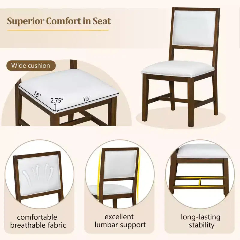 GDFStudio Mandy Farmhouse 5-Piece Extendable Dining Table Set with Upholstered Chairs