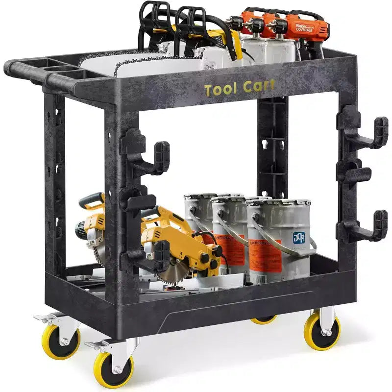 SILVEL Heavy Duty Rolling Utility Cart 2 Shelf 850 lb Capacity with Locking Wheels for Garage Warehouse and Cleaning
